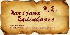 Marijana Radinković vizit kartica